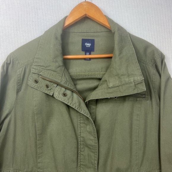 GAP Women’s XL Utility Swing Jacket Linen Cotton Blend Army Green - Picture 2 of 10